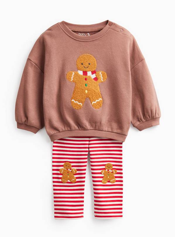 Brown Christmas Gingerbread Sweat Set 6-9 months